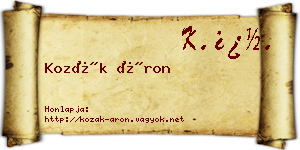 Kozák Áron névjegykártya